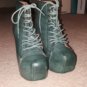 Turqoiuse boots 5in heels 2in platform